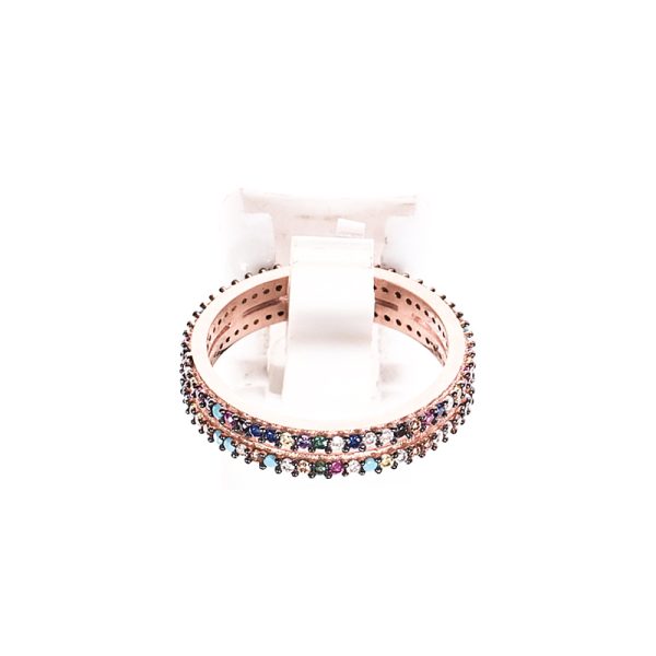 Δαχτυλίδι από Ροζ Επιχρυσωμένο Ασήμι και Πολύχρωμα Κρύσταλλα Ζιργκόν - RCZP5