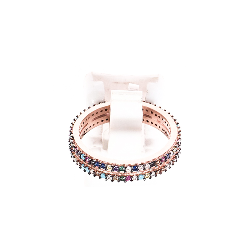 Δαχτυλίδι από Ροζ Επιχρυσωμένο Ασήμι και Πολύχρωμα Κρύσταλλα Ζιργκόν - RCZP5