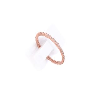 Δαχτυλίδι από Ροζ Επιχρυσωμένο Ασήμι και Λευκά Κρύσταλλα Ζιργκόν