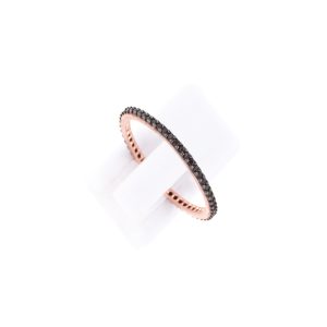 Δαχτυλίδι από Ροζ Επιχρυσωμένο Ασήμι και Μαύρα Κρύσταλλα Ζιργκόν