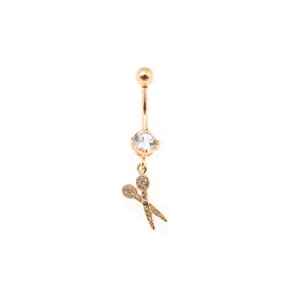 Σκουλαρίκι Αφαλού από Ατσάλι Επιχρυσωμένο με Ζιργκόν – STB19