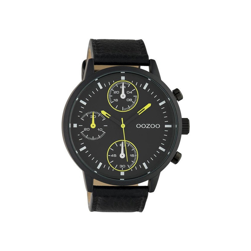 Ρολόι Timepieces Black Leather Strap - C10534