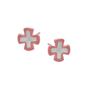 Σκουλαρίκια Αυτιού Ασημένια με Επιχρύσωμα και Σμάλτο – D338465R