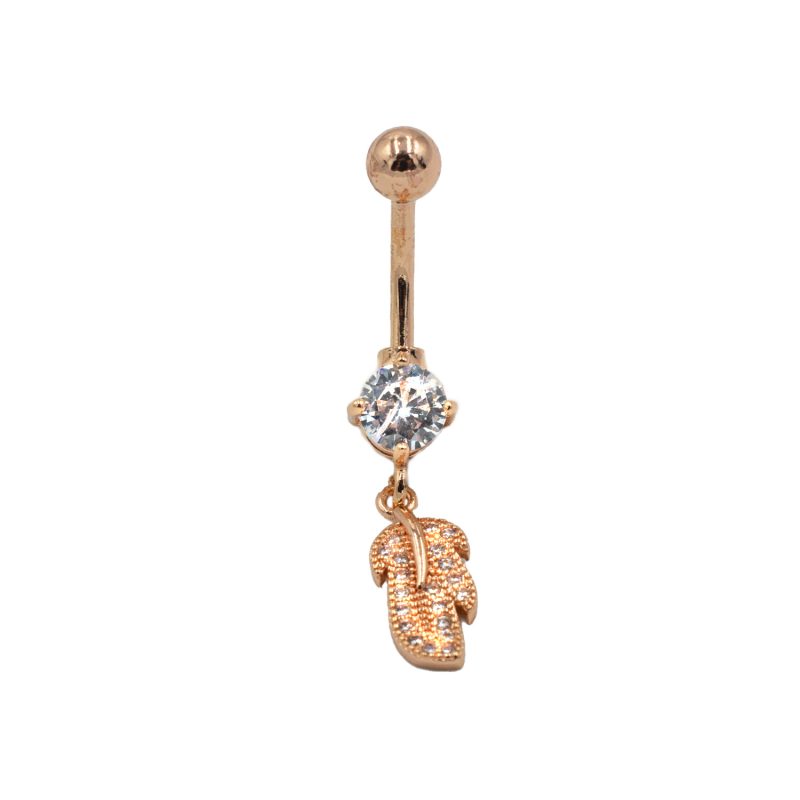 Σκουλαρίκι Αφαλού από Ατσάλι με Επιχρύσωμα και Ζιργκόν - NAX140