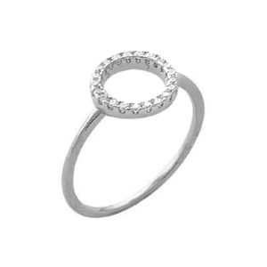 Δαχτυλίδι Ασημένιο Επιπλατινωμένο με Σχέδιο και Ζιργκόν – D52-7756