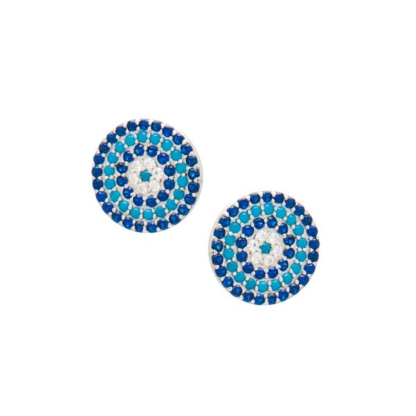Σκουλαρίκια Αυτιού Ασημένια Επιπλατινωμένα με Σχέδιο και Ζιργκόν - R33-1255