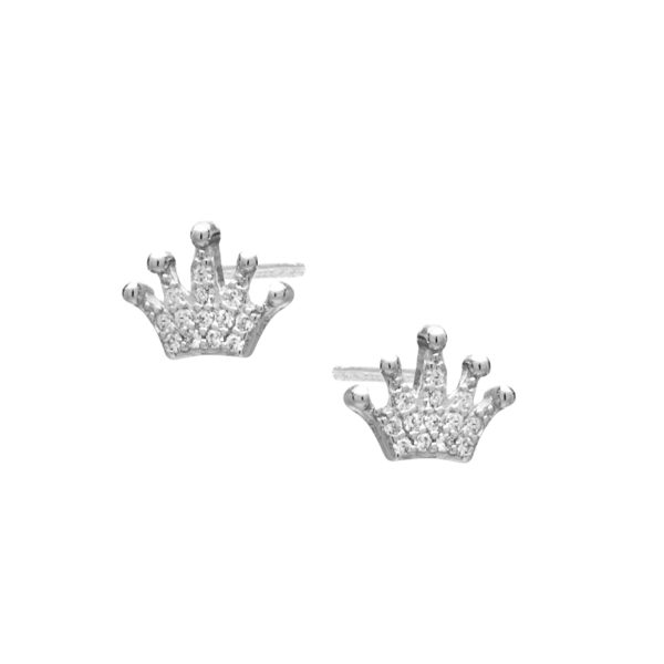 Σκουλαρίκια Αυτιού Ασημένια Επιπλατινωμένα με Σχέδιο και Ζιργκόν - D33-8086W