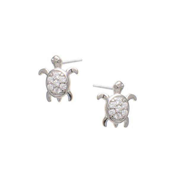Σκουλαρίκια Αυτιού Ασημένια Επιπλατινωμένα με Σχέδιο και Ζιργκόν - D33-8404