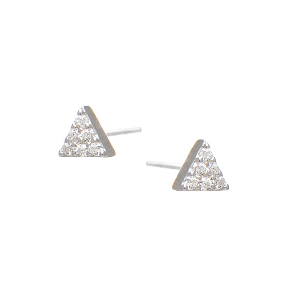 Σκουλαρίκια Αυτιού Ασημένια Επιπλατινωμένα με Σχέδιο και Ζιργκόν - D33-8618