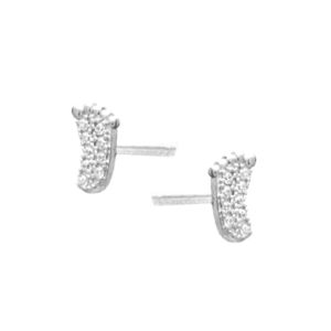 Σκουλαρίκια Αυτιού Ασημένια Επιπλατινωμένα με Σχέδιο και Ζιργκόν – D33-7907