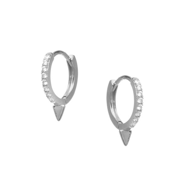 Σκουλαρίκια Αυτιού Ασημένια Επιπλατινωμένα Κρίκοι με Σχέδιο - D33-8864