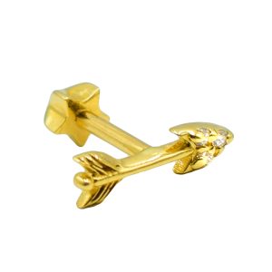 Σκουλαρίκι Αυτιού Χρυσό 14K με Σχέδιο και Ζιργκόν – ERTG17