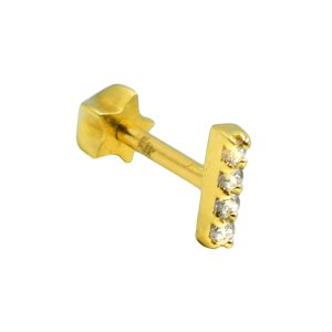 Σκουλαρίκι Αυτιού Χρυσό 14K με Σχέδιο και Ζιργκόν - ERTG11