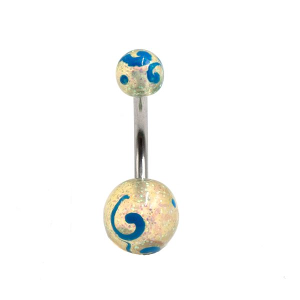 Σκουλαρίκι Αφαλού από Ατσάλι με Τιρκουάζ - BEL132