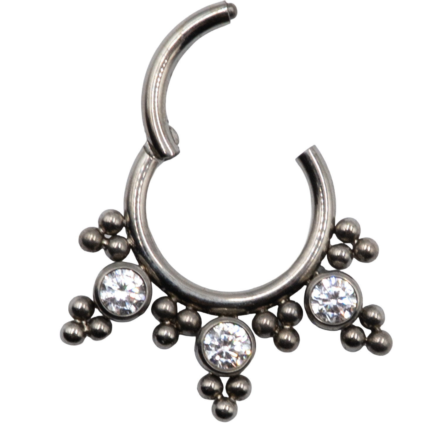 Σκουλαρίκι Σώματος από Τιτάνιο Κρίκος Κλίκερ με Ζιργκόν - TB-0491
