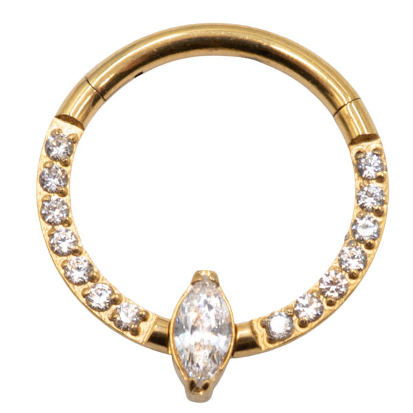 Σκουλαρίκι Σώματος από Επιχρυσωμένο Τιτάνιο Κρίκος Κλίκερ με Ζιργκόν – TB-0691Y