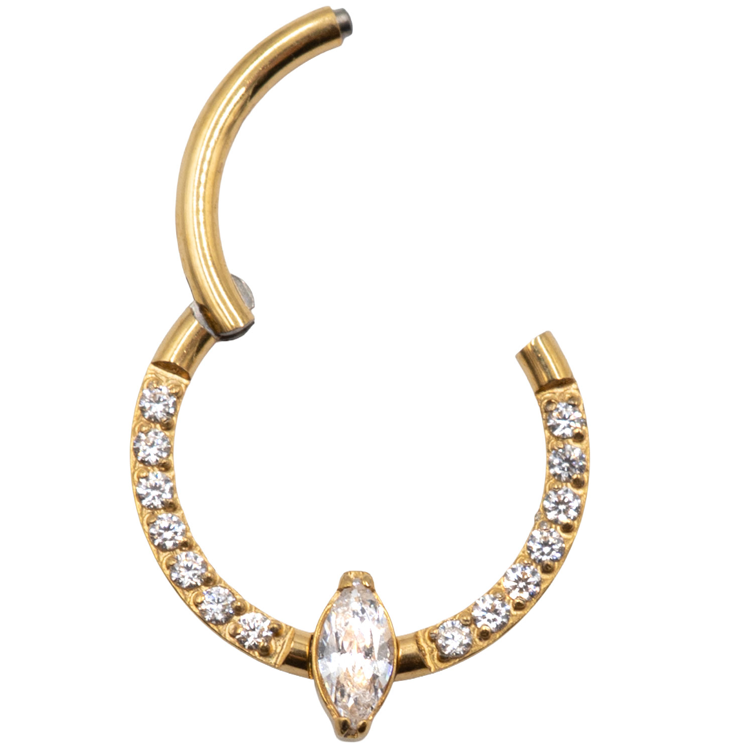 Σκουλαρίκι Σώματος από Επιχρυσωμένο Τιτάνιο Κρίκος Κλίκερ με Ζιργκόν – TB-0691Y