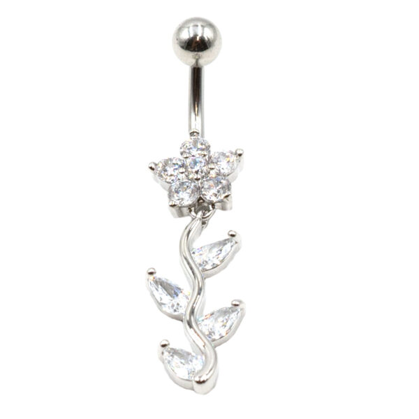 Σκουλαρίκι Αφαλού από Ατσάλι με Ζιργκόν και Σχέδιο από Μπρούτζο- BELJ371