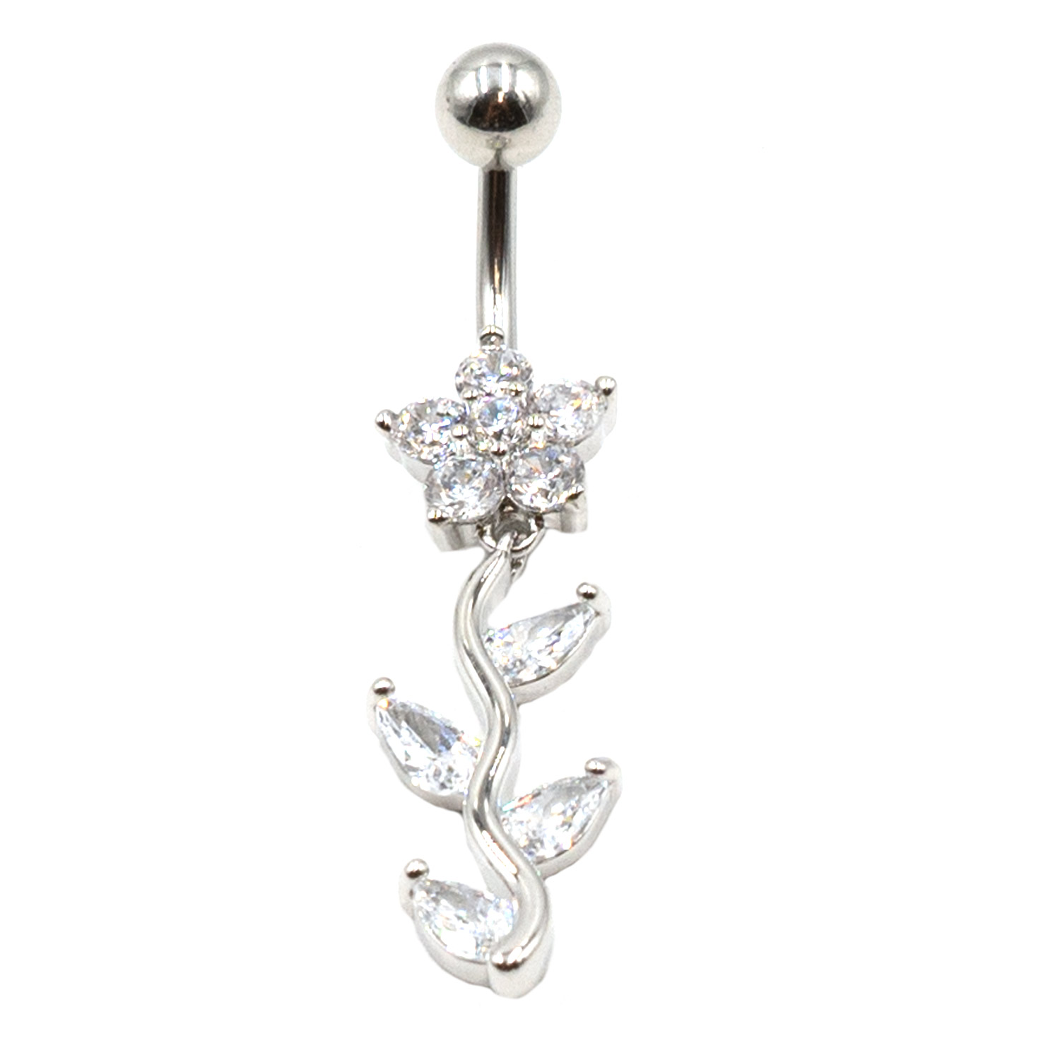 Σκουλαρίκι Αφαλού από Ατσάλι με Ζιργκόν και Σχέδιο από Μπρούτζο- BELJ371