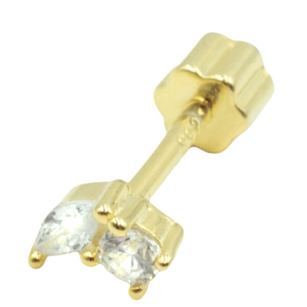 Σκουλαρίκι Αυτιού Ασημένιο Επιχρυσωμένο με Ζιργκόν - SIL696