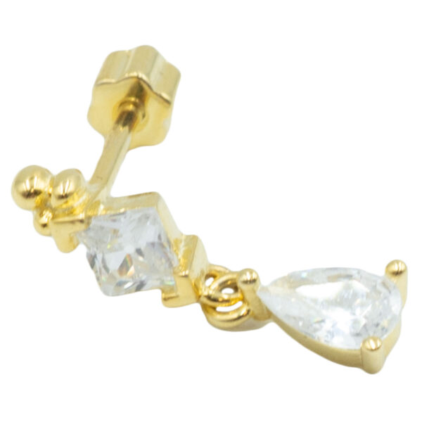 Σκουλαρίκι Αυτιού Ασημένιο Επιχρυσωμένο με Ζιργκόν - SIL702