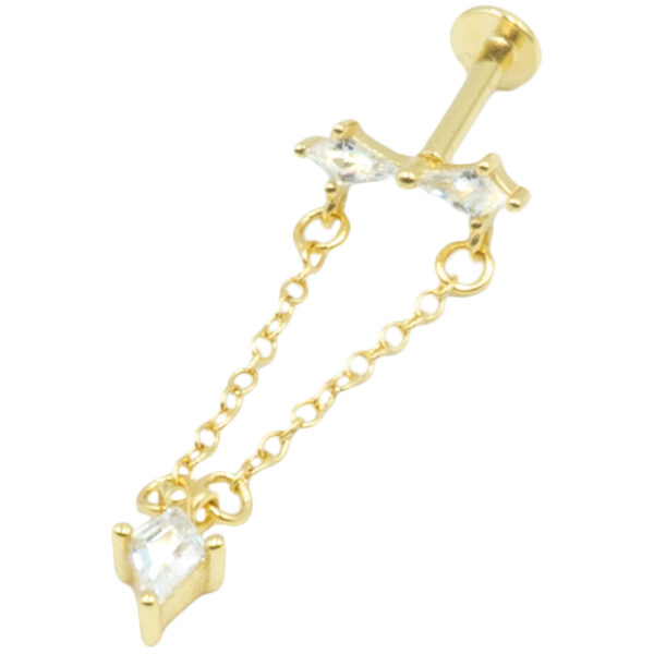 Σκουλαρίκι Αυτιού Ασημένιο Επιχρυσωμένο με Ζιργκόν - SIL698