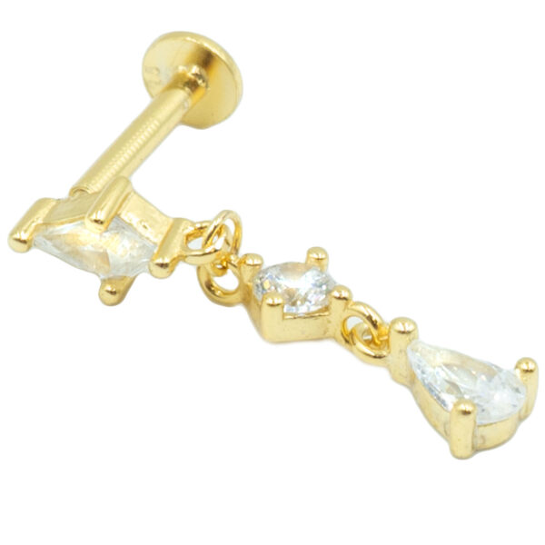 Σκουλαρίκι Αυτιού Ασημένιο Επιχρυσωμένο με Ζιργκόν - SIL699