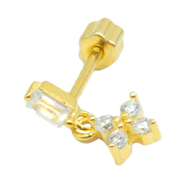 Σκουλαρίκι Αυτιού Ασημένιο Επιχρυσωμένο με Ζιργκόν - SIL700