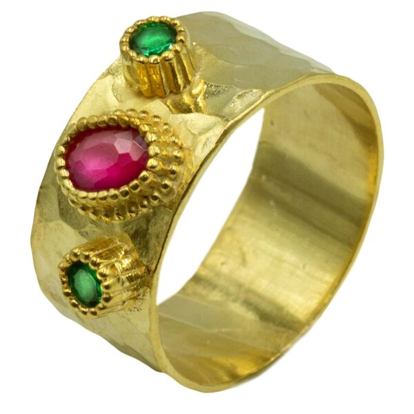 Δαχτυλίδι Επιχρυσωμένο Ασημένιο με Ημιπολύτιμες Πέτρες - ITR42