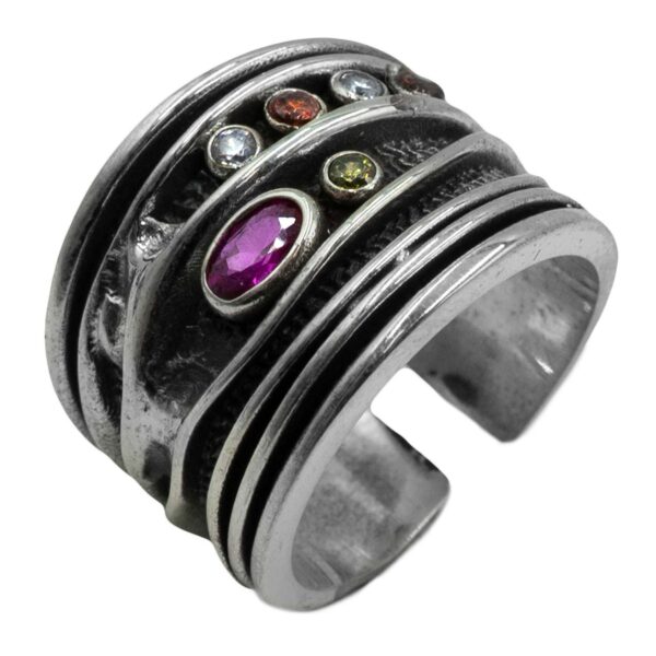 Δαχτυλίδι Ασημένιο Επιπλατινωμένο με Ημιπολύτιμες Πέτρες - ITR39