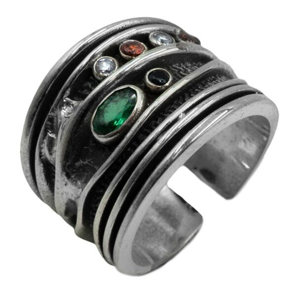 Δαχτυλίδι Ασημένιο Επιπλατινωμένο με Ημιπολύτιμες Πέτρες - ITR40