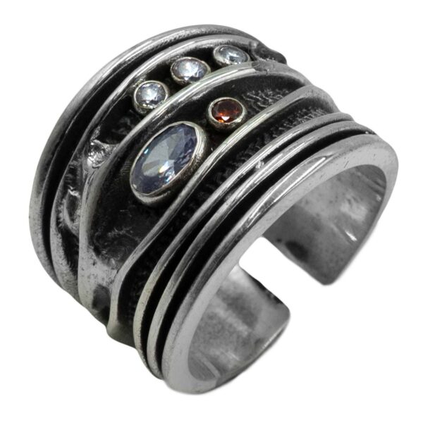 Δαχτυλίδι Ασημένιο Επιπλατινωμένο με Ημιπολύτιμες Πέτρες - ITR41