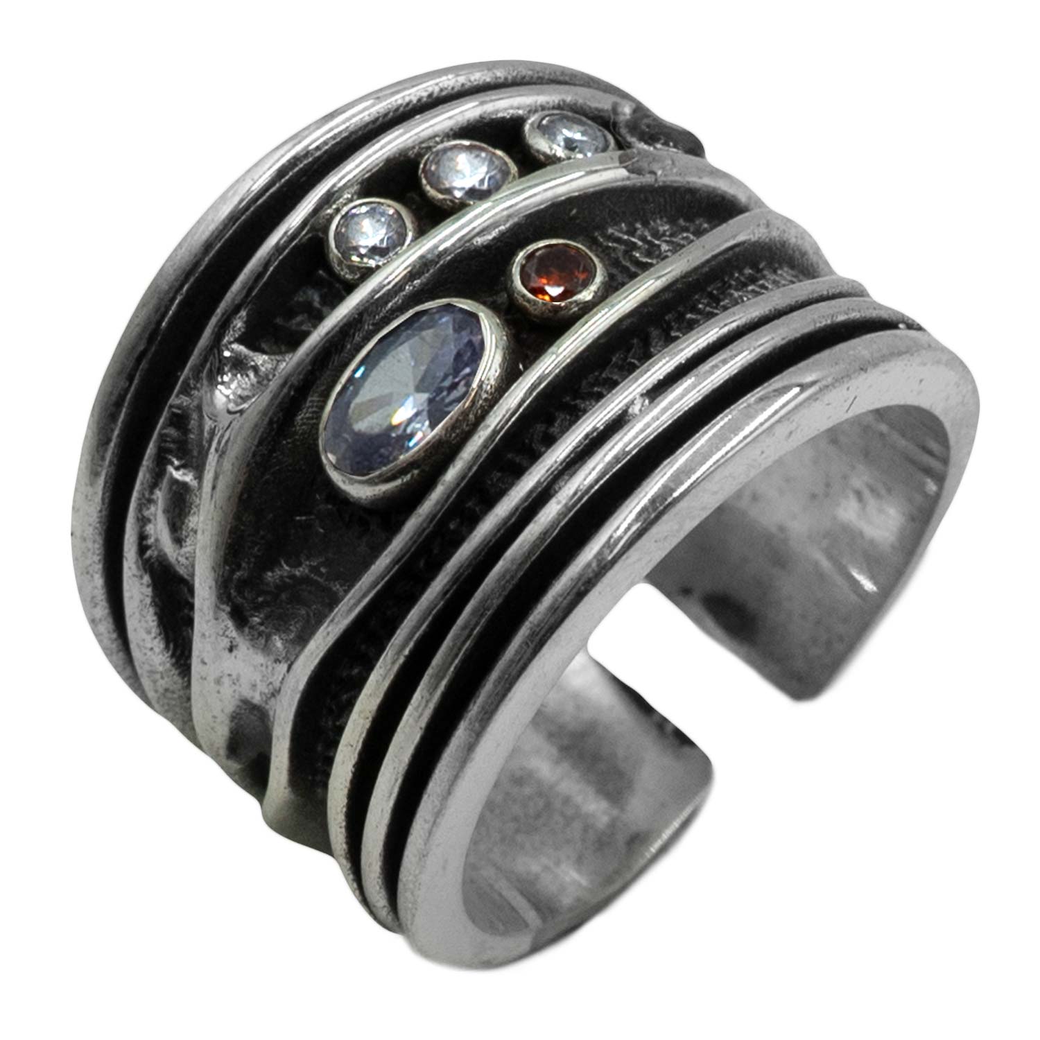 Δαχτυλίδι Ασημένιο Επιπλατινωμένο με Ημιπολύτιμες Πέτρες - ITR41