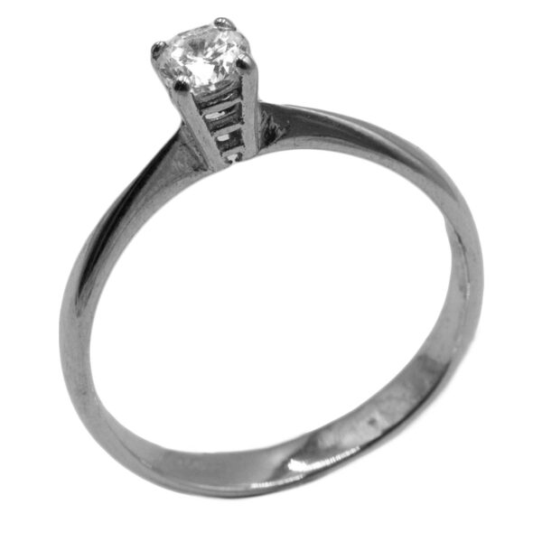 Δαχτυλίδι Μονόπετρο Ασημένιο Επιπλατινωμένο με Ζιργκόν - TR15