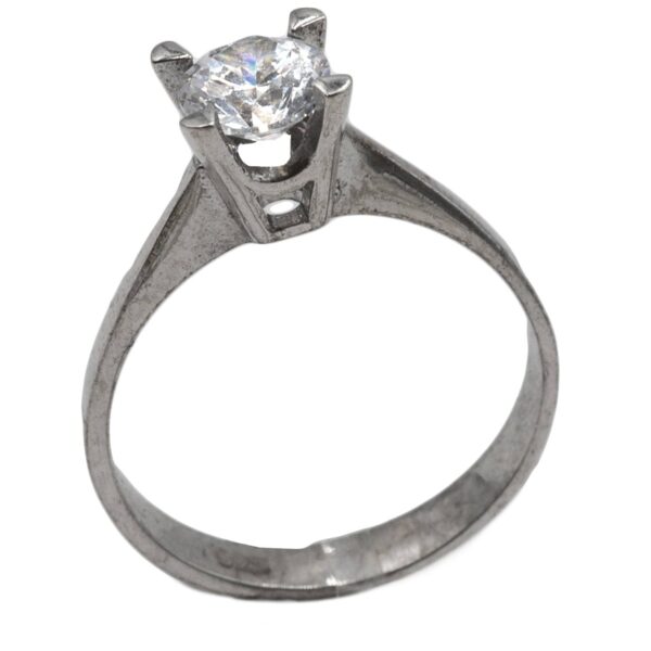 Δαχτυλίδι Μονόπετρο Ασημένιο Επιπλατινωμένο με Ζιργκόν - TR16