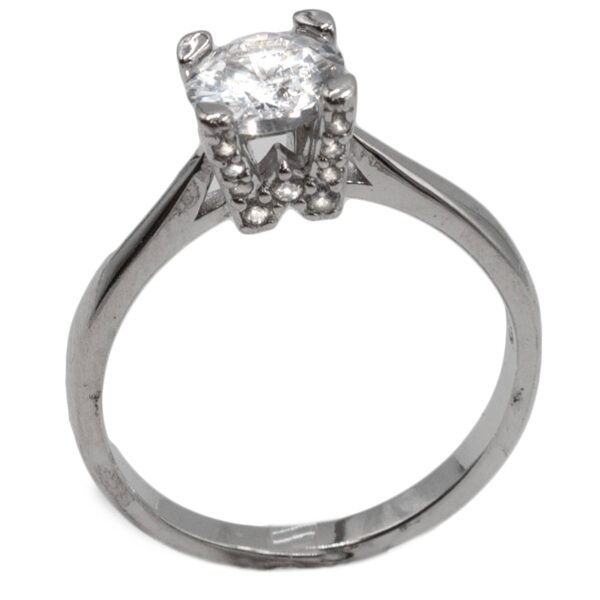 Δαχτυλίδι Μονόπετρο Ασημένιο Επιπλατινωμένο με Ζιργκόν - TR17