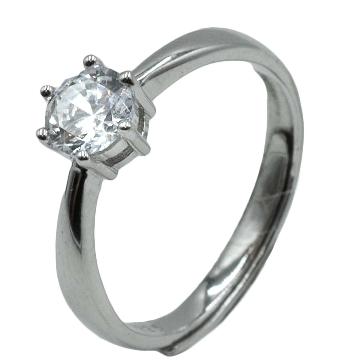 Δαχτυλίδι Μονόπετρο Ασημένιο Επιπλατινωμένο με Ζιργκόν - ITR9