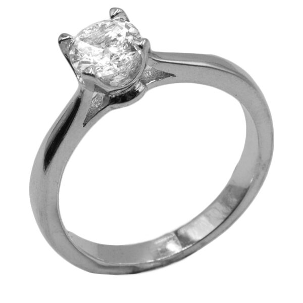 Δαχτυλίδι Μονόπετρο Ασημένιο Επιπλατινωμένο με Ζιργκόν - TR22