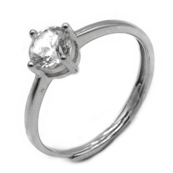 Δαχτυλίδι Μονόπετρο Ασημένιο Επιπλατινωμένο με Ζιργκόν -TR29