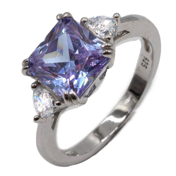 Δαχτυλίδι Μονόπετρο Ασημένιο Επιπλατινωμένο με Ζιργκόν - TR10