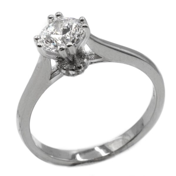 Δαχτυλίδι Μονόπετρο Ασημένιο Επιπλατινωμένο με Ζιργκόν - TR30