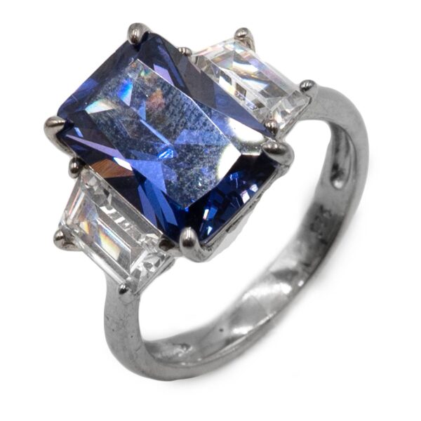 Δαχτυλίδι Μονόπετρο Ασημένιο Επιπλατινωμένο με Ζιργκόν - TR11