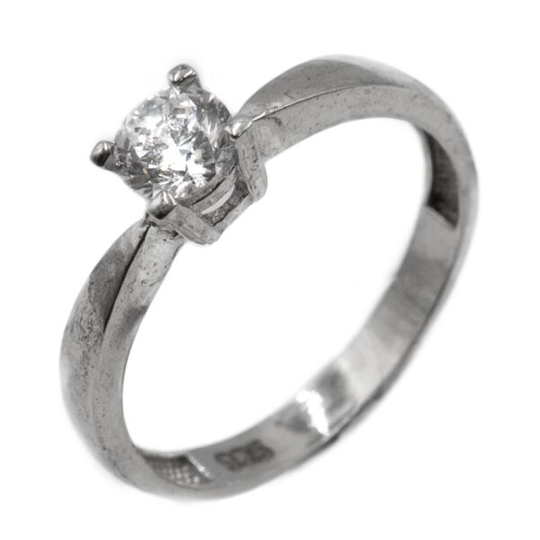 Δαχτυλίδι Μονόπετρο Ασημένιο Επιπλατινωμένο με Ζιργκόν - TR31