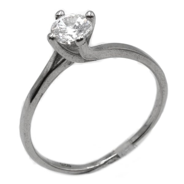 Δαχτυλίδι Μονόπετρο Ασημένιο Επιπλατινωμένο με Ζιργκόν - TR32