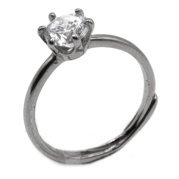 Δαχτυλίδι Μονόπετρο Ασημένιο Επιπλατινωμένο με Ζιργκόν -TR34