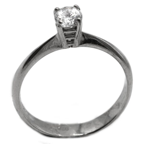 Δαχτυλίδι Μονόπετρο Ασημένιο Επιπλατινωμένο με Ζιργκόν - TR33