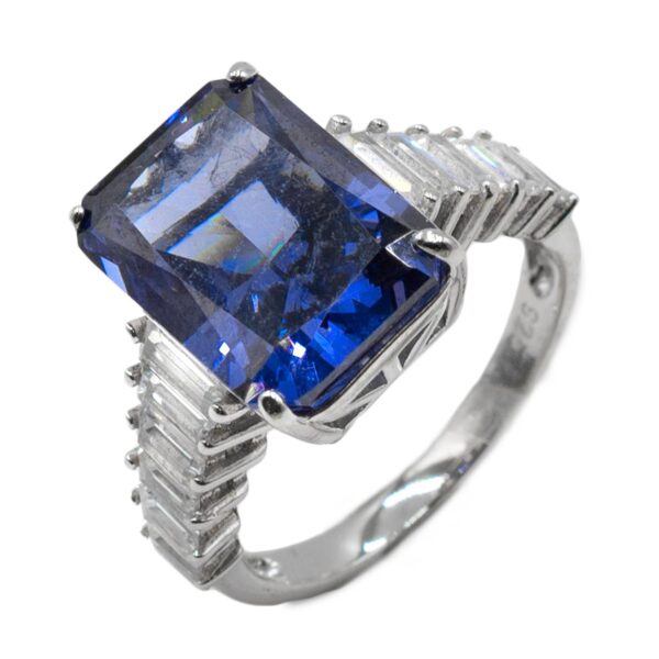 Δαχτυλίδι Μονόπετρο Ασημένιο Επιπλατινωμένο με Ζιργκόν - TR2