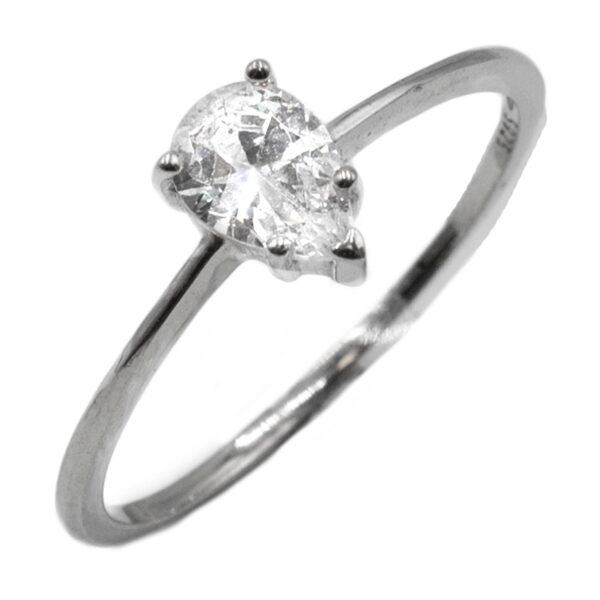 Δαχτυλίδι Μονόπετρο Ασημένιο Επιπλατινωμένο με Ζιργκόν - TR23