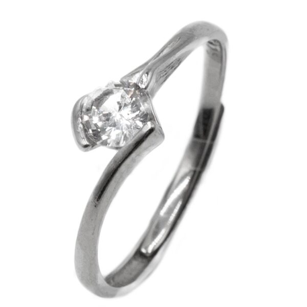 Δαχτυλίδι Μονόπετρο Ασημένιο Επιπλατινωμένο με Ζιργκόν -TR25