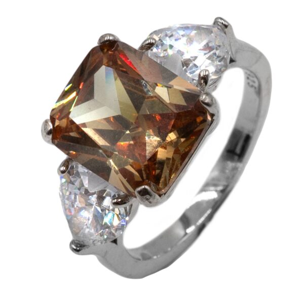 Δαχτυλίδι Μονόπετρο Ασημένιο Επιπλατινωμένο με Ζιργκόν - TR7